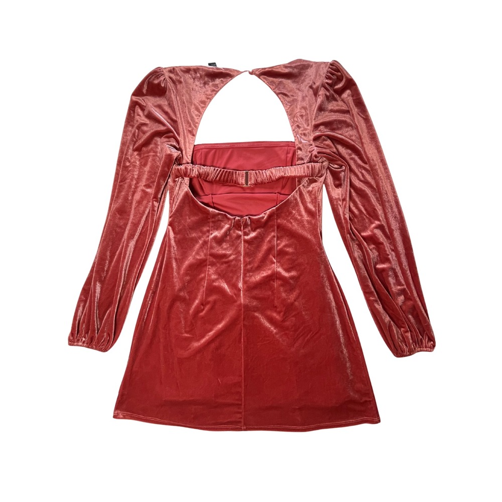 Forever 21 Pink Velour Mini Dress M Sweetheart Babydoll Milkmaid Whimsigoth Punk - Picture 11 of 16